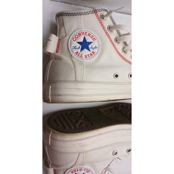 Converse Chuck Taylor All Star High Tops Logo Tag Vintage White A06104C Sneakers - Picture 6 of 16